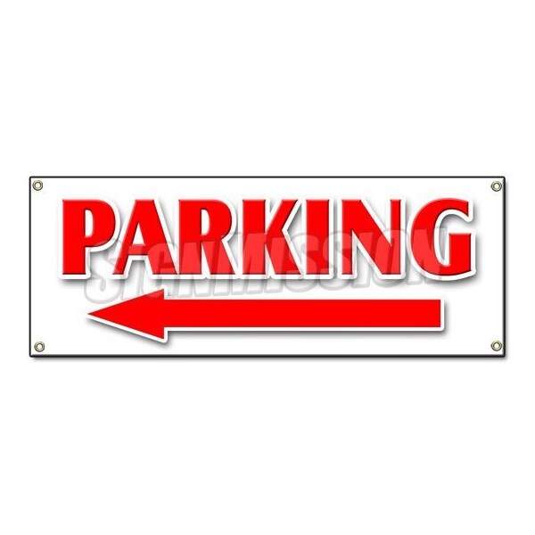 PARKING LEFT ARROW BANNER parking lot garage valet car long short term turn, B-Parking Left Arrow
